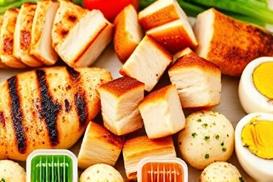 Assortment of healthy protein sources for diet meals.