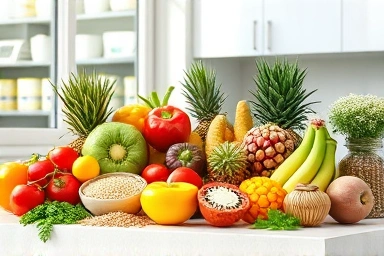 Healthy diet ingredients for weight loss and vitality.