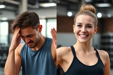 Visual contrast of fitness stagnation versus progress and motivation.