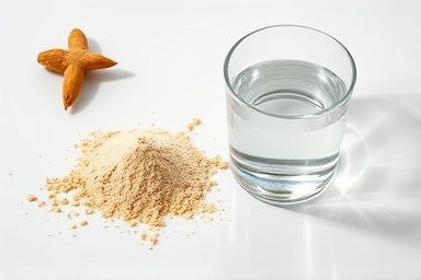 Close-up of fingerroot powder and water, representing natural ingredients.