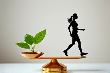 Balanced scale representing health and supplements