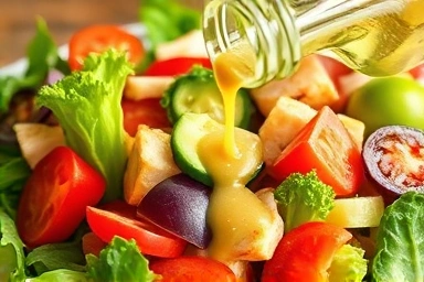 Fresh salad with healthy low-calorie dressing