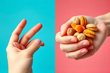 Contrast between unhealthy snacks and healthy alternatives