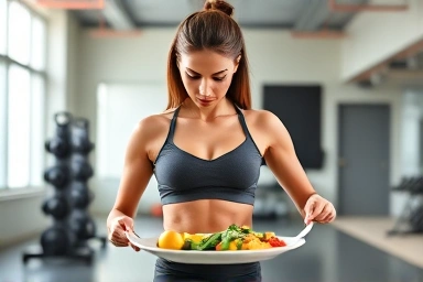 Woman transforming skinny-obesity belly fat with diet and exercise.