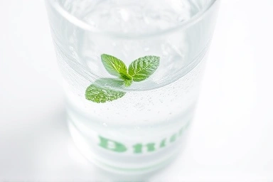 Refreshing glass of sparkling water with mint