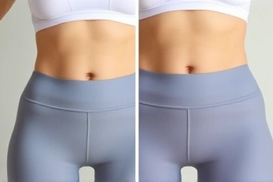 Subtle visual of body transformation from exercise, focusing on midsection toning.