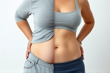 Stress vs. healthy transformation: belly fat reduction.