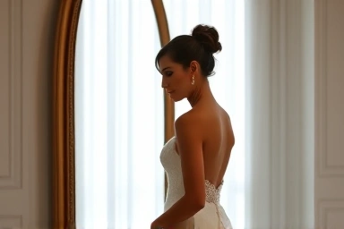 Bride preparing for wedding, feeling confident and radiant.