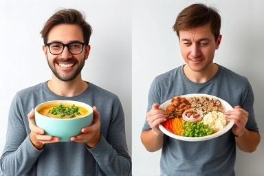 Diet success vs. sustainable healthy eating comparison.