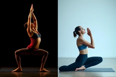 Contrast between intense yoga flow and gentle yoga poses.