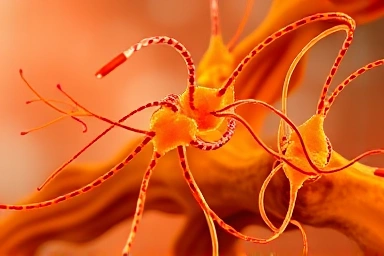 Scientific illustration of fucoxanthin and punnic acid action on fat cells