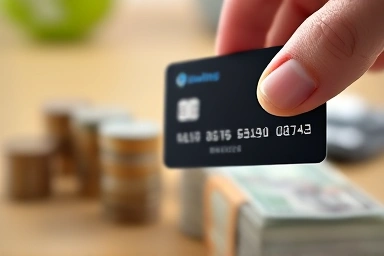 Credit card for gas savings with money background