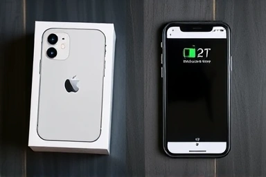 iPhone refurbished vs. used phone comparison visual.