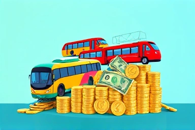 Public transportation with money symbolizing savings
