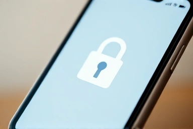 Smartphone screen with secure payment lock icon
