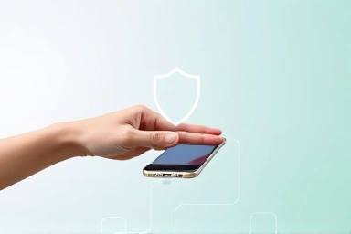 Hand shielding a mobile phone, representing digital security