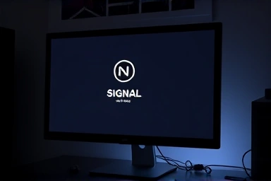 Computer monitor showing no signal, illustrating tech troubleshooting.