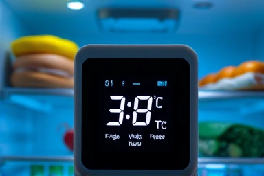 Refrigerator temperature display showing optimal settings