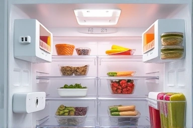 Organized refrigerator interior for energy efficiency