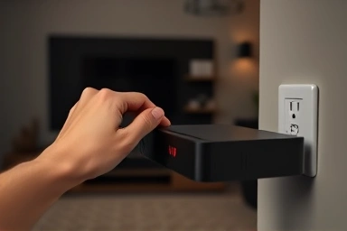 Unplugging set-top box to save electricity.