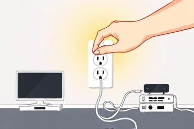 Illustration of smart plug controlling home appliance power.