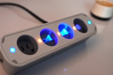 Smart power strip blocking phantom energy flow.