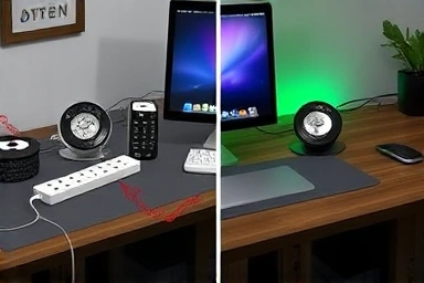 Before and after of energy saving with a smart power strip.