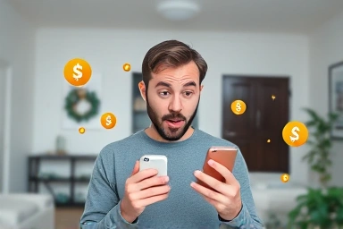 Surprised person discovering hidden subscription fees on phone