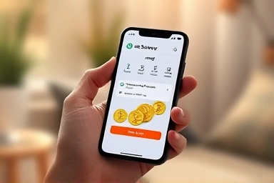 Smartphone survey app showing earnings and coins.