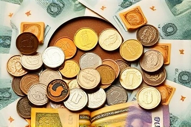 Circular arrangement of money symbolizing financial progress