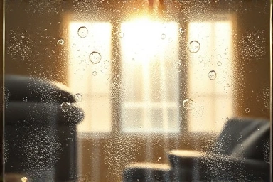 Window with bubble wrap insulation, blocking cold.