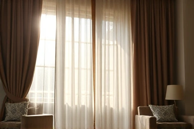 Cozy living room with thick curtains blocking winter draft
