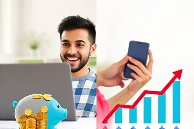 Happy person enjoying bundled streaming services with cost savings.