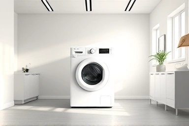 Spacious laundry room with a large 24kg drum washing machine.