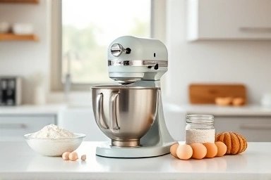 5L stand mixer on kitchen counter with baking ingredients