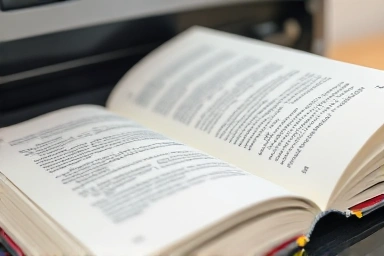 Close-up of book pages being scanned non-destructively by an ADF scanner.