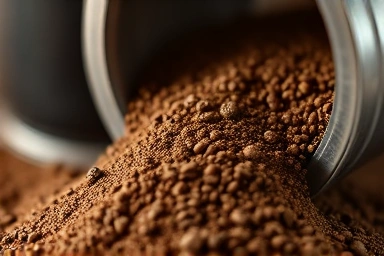 Uniformly ground coffee particles showcasing precision from an affordable grinder.