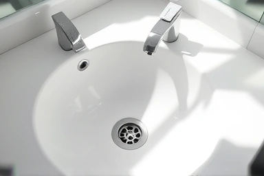 Clean bathroom sink with effective drain hair catcher.