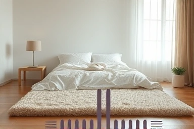 Cozy bedroom with sound-absorbing rug