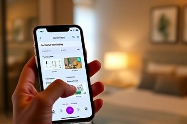 Smartphone controlling smart bedroom lights
