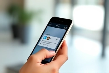 Smartphone scanning a business card using a mobile app for contact management.