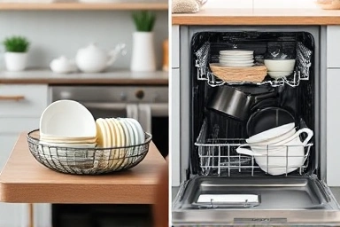 Comparison of small and large dishwasher capacities