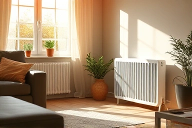 Cozy living room with a modern electric heater