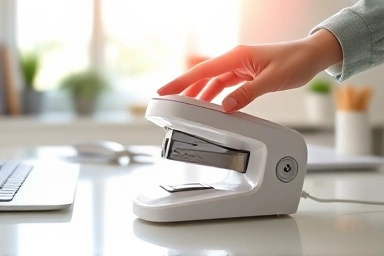 Modern electric stapler on a desk, effortless office work.