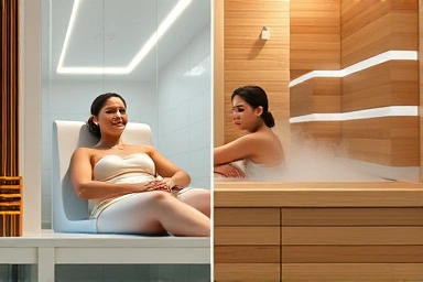 Dry vs. wet half-bath heater comparison, contrasting heat and steam.
