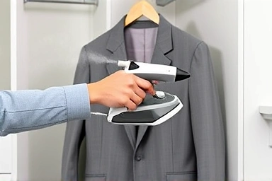 Effortless wrinkle removal with handheld steam iron.