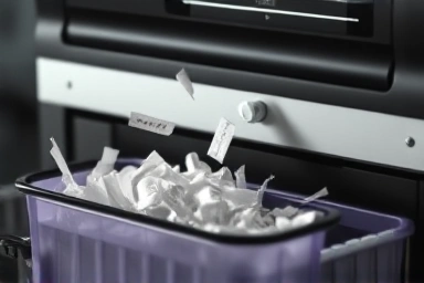 Secure document shredder destroying sensitive papers.