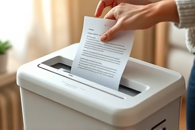 Protecting personal information with a home shredder.