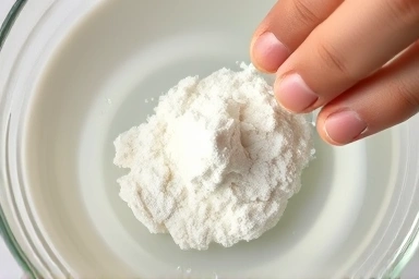 Citric acid dissolving in warm water for cleaning.