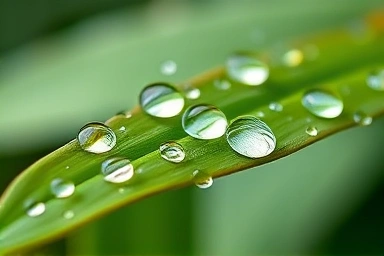Dew drops on a leaf, symbolizing clean humidity